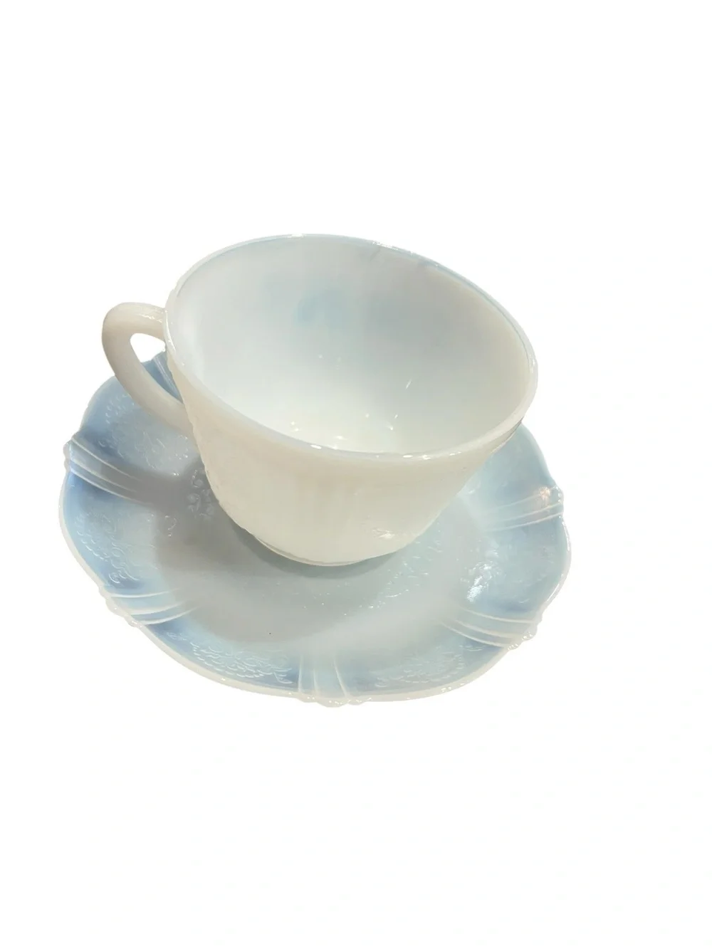1930s Macbeth-Evans White American Sweetheart Cup And Saucer Depression Glass